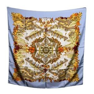 Hermes Carré Scarf 90cm AU PAYS DE COCAGNE Light blue
